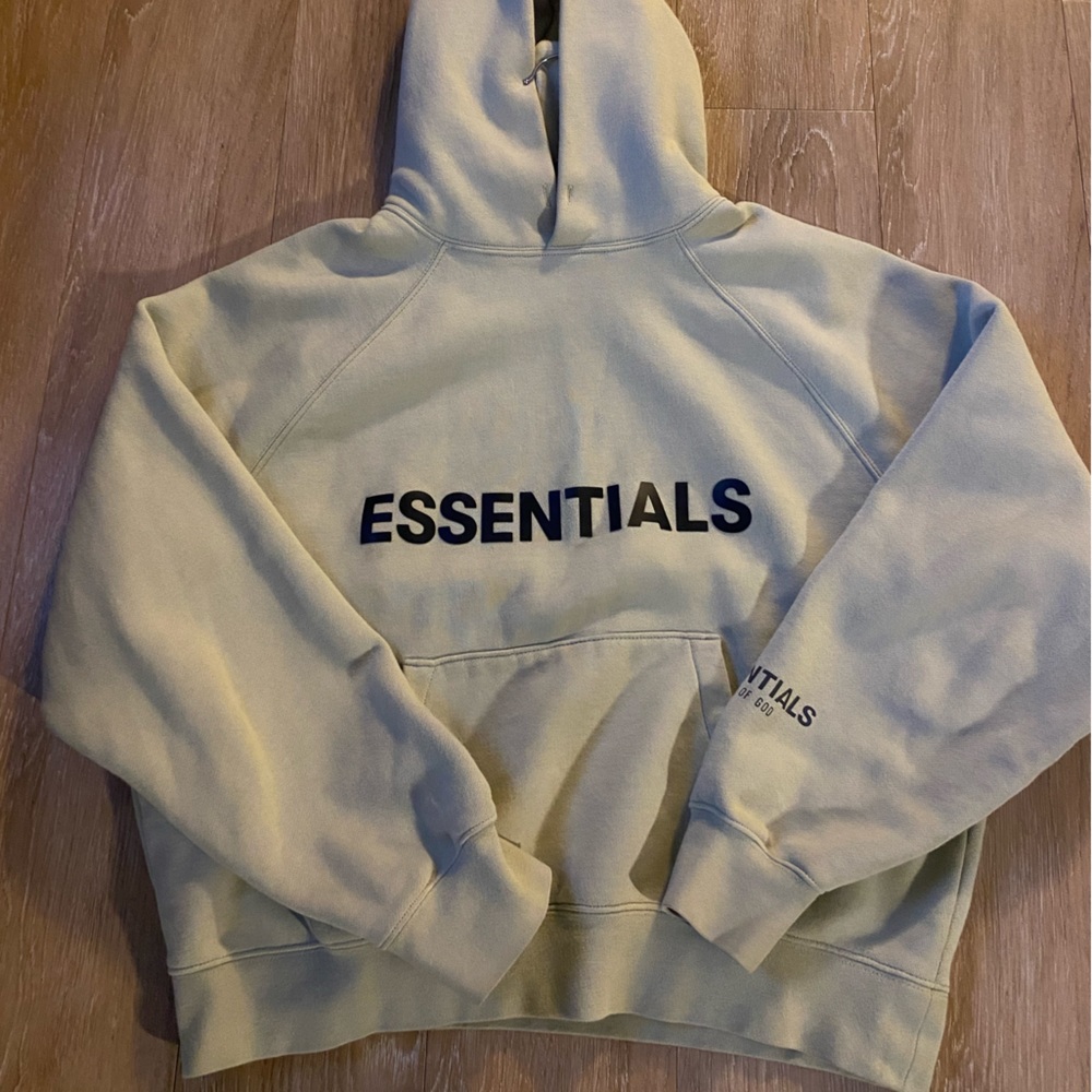 ESSENTIALS HOODIE SAGE GREEN/BLACK, SIZE XS
